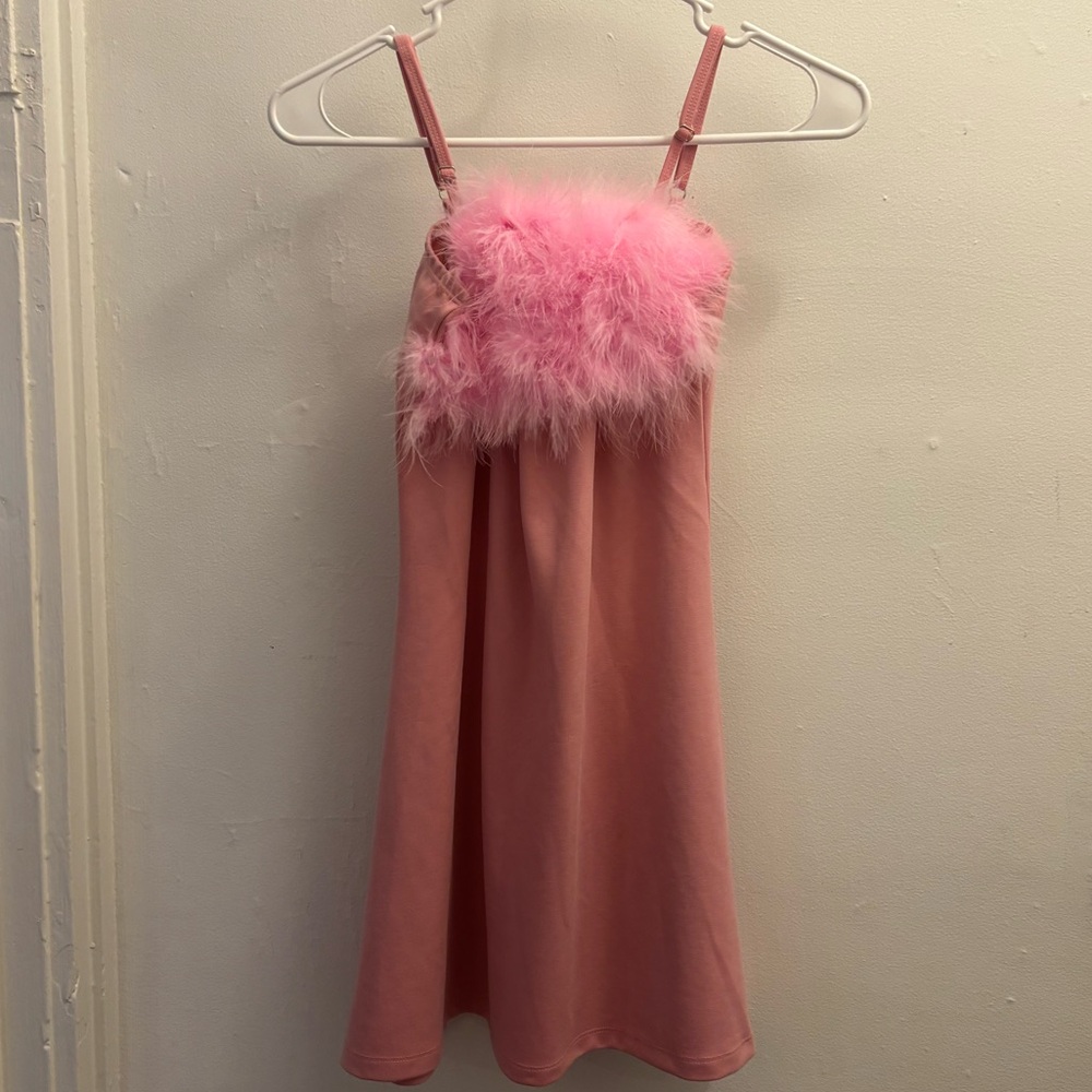 Sugar Thrills Pink Marabou Mini Dress